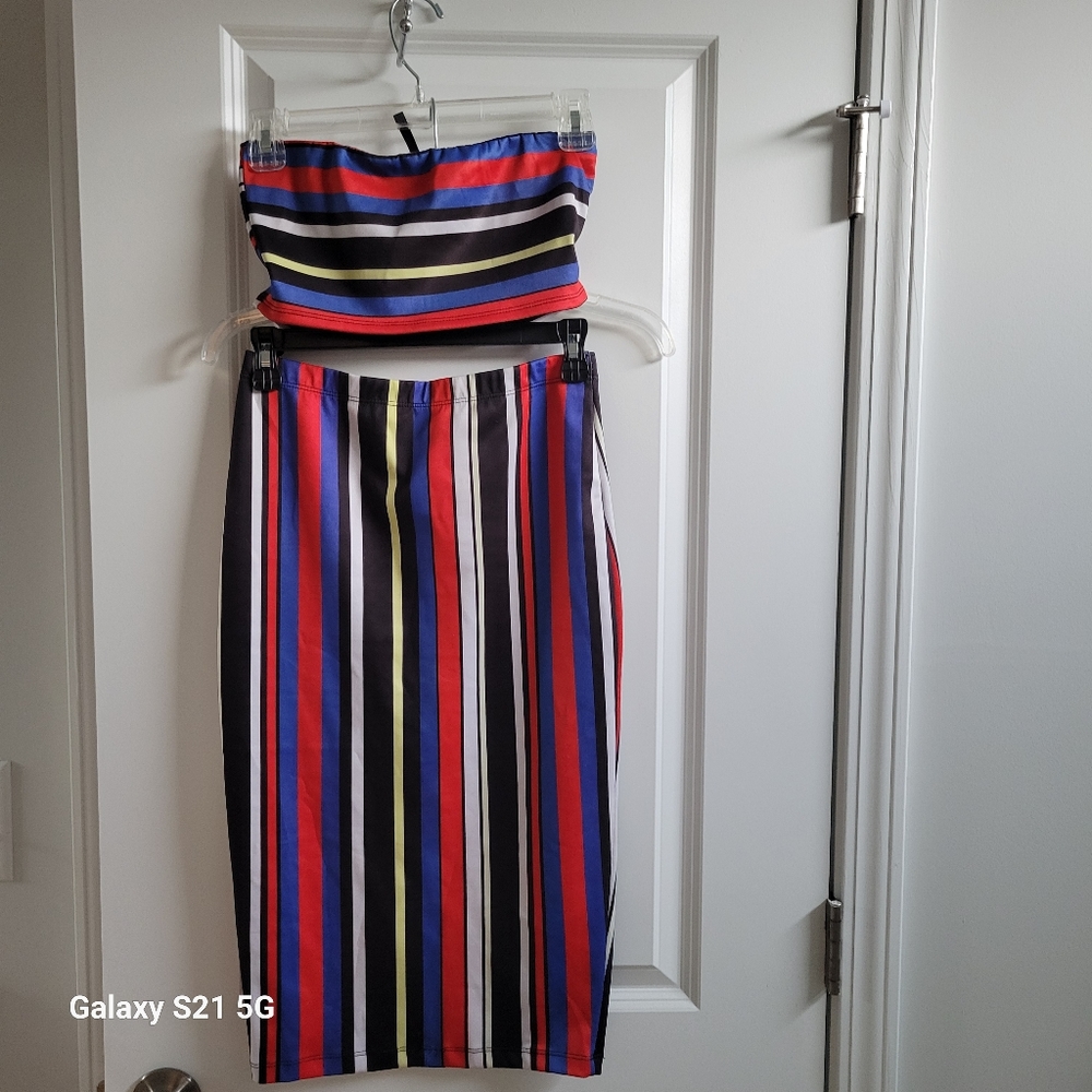 Goodtime USA| Multicolor  Striped Top and Skirt Set| Size Small